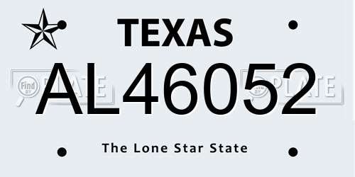 AL46052 Texas License Plate