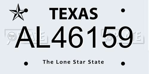 AL46159 Texas License Plate