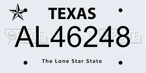 AL46248 Texas License Plate