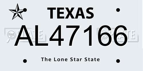 AL47166 Texas License Plate