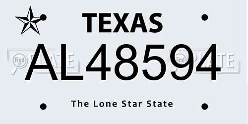 AL48594 Texas License Plate
