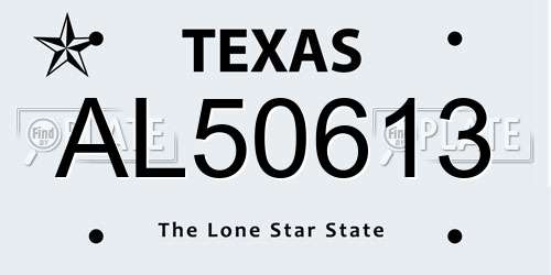 AL50613 Texas License Plate