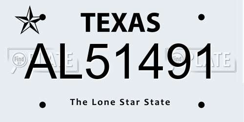 AL51491 Texas License Plate