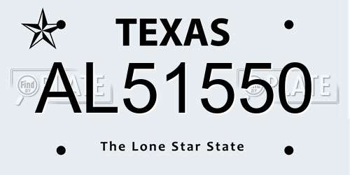AL51550 Texas License Plate