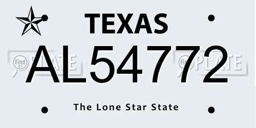 AL54772 Texas License Plate