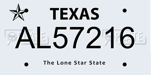 AL57216 Texas License Plate