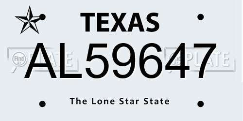 AL59647 Texas License Plate