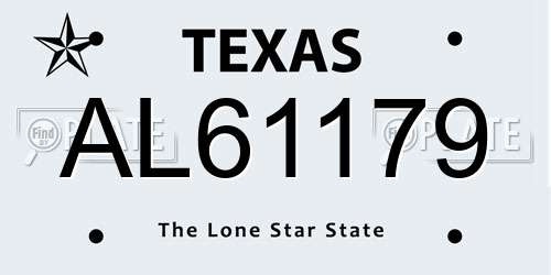AL61179 Texas License Plate
