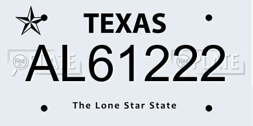 AL61222 Texas License Plate