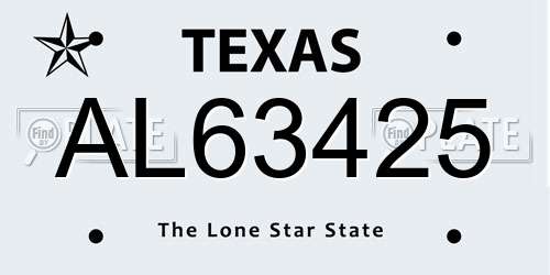 AL63425 Texas License Plate