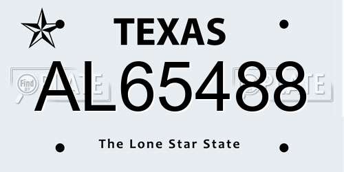 AL65488 Texas License Plate