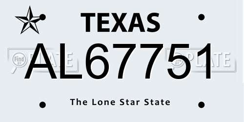 AL67751 Texas License Plate