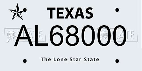 AL68000 Texas License Plate