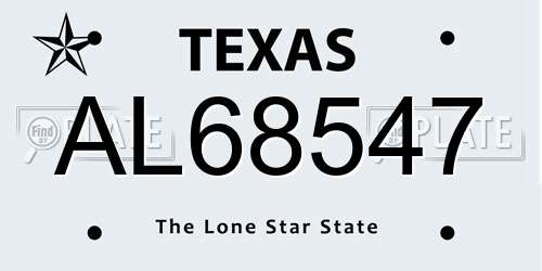 AL68547 Texas License Plate