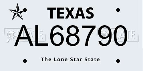 AL68790 Texas License Plate