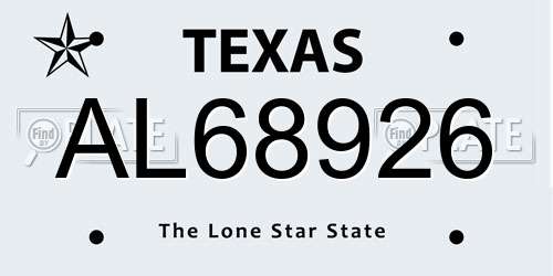 AL68926 Texas License Plate
