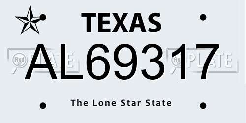 AL69317 Texas License Plate