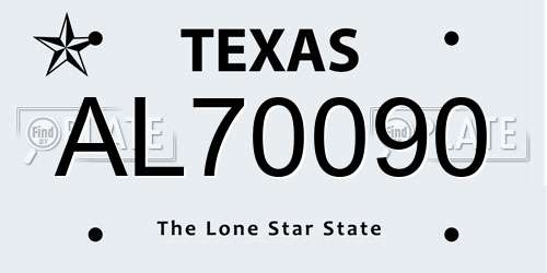 AL70090 Texas License Plate