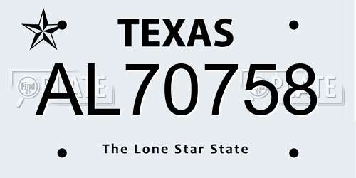 AL70758 Texas License Plate