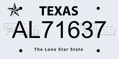 AL71637 Texas License Plate