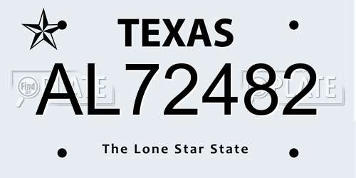 AL72482 Texas License Plate