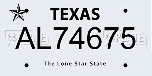 AL74675 Texas License Plate