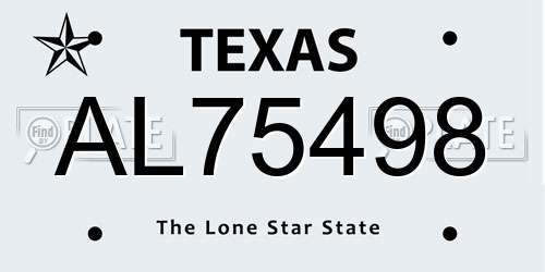 AL75498 Texas License Plate