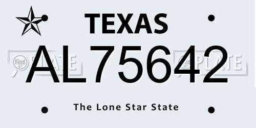 AL75642 Texas License Plate
