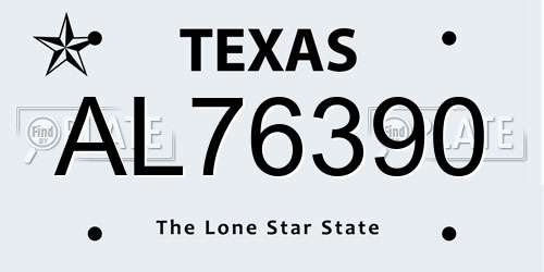 AL76390 Texas License Plate