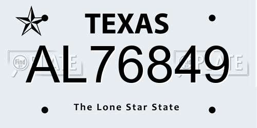 AL76849 Texas License Plate