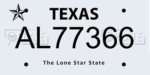 AL77366 Texas License Plate