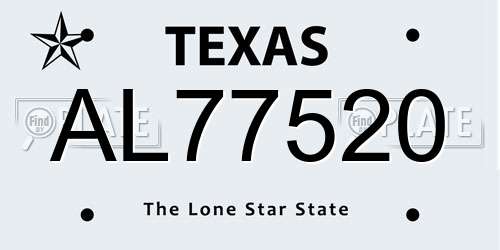 AL77520 Texas License Plate