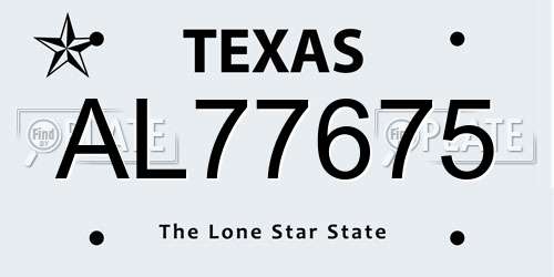 AL77675 Texas License Plate