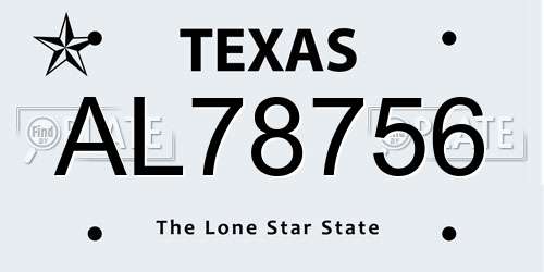 AL78756 Texas License Plate