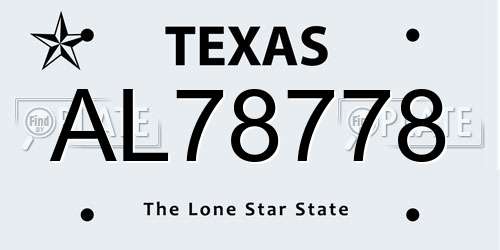 AL78778 Texas License Plate
