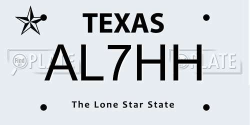 AL7HH Texas License Plate