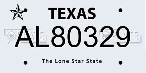 AL80329 Texas License Plate