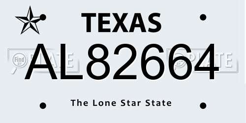 AL82664 Texas License Plate