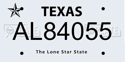 AL84055 Texas License Plate