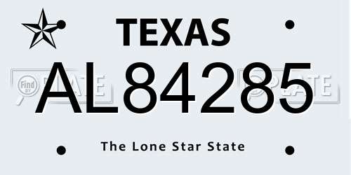 AL84285 Texas License Plate