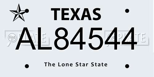 AL84544 Texas License Plate