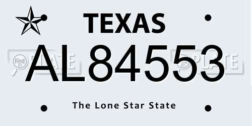 AL84553 Texas License Plate