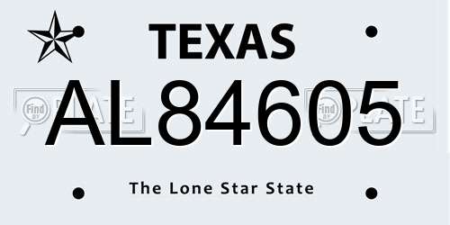 AL84605 Texas License Plate