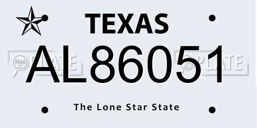 AL86051 Texas License Plate