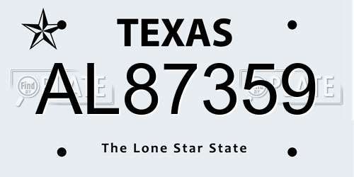 AL87359 Texas License Plate