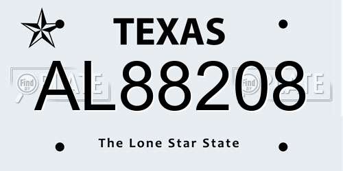 AL88208 Texas License Plate