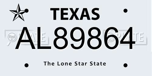 AL89864 Texas License Plate
