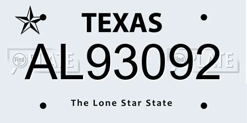 AL93092 Texas License Plate