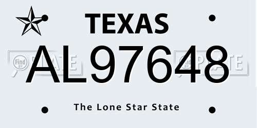 AL97648 Texas License Plate