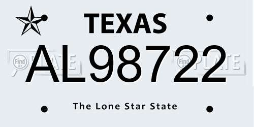 AL98722 Texas License Plate